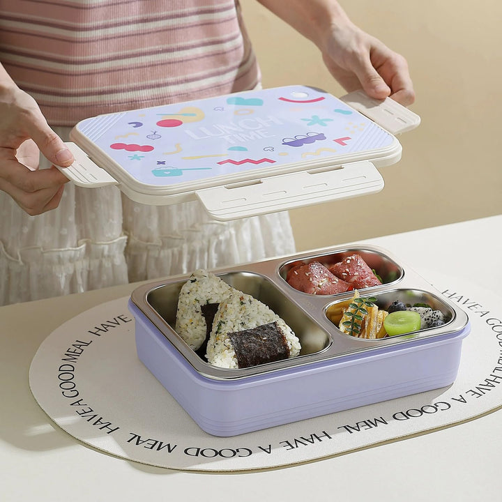 Stailess Steel- 3 Compartment Bento Lunch Box WaoDeals