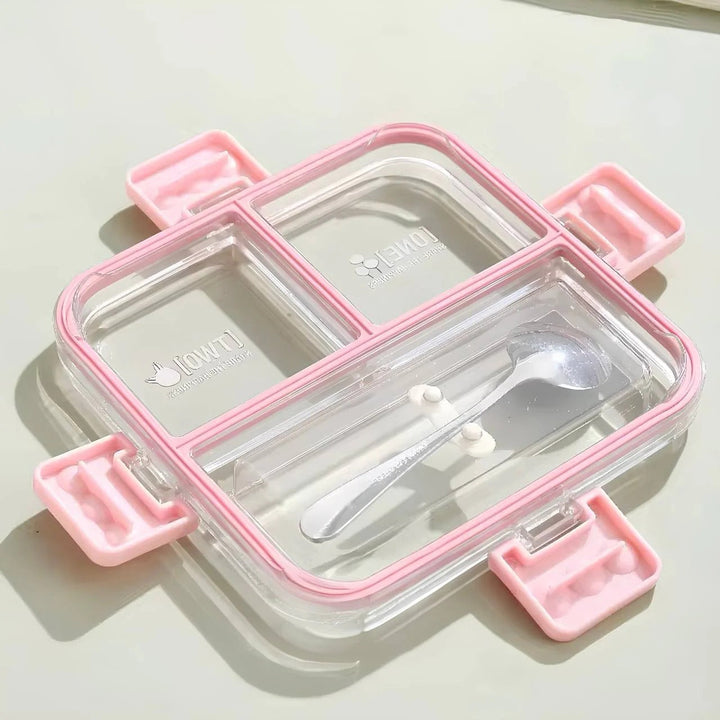 🍱 Big Bites Bento Lunch Box – 3 Compartments with Sauce Bowl &amp; Cutlery | Leak-Proof & Spacious Design 🥄💧 waodeals