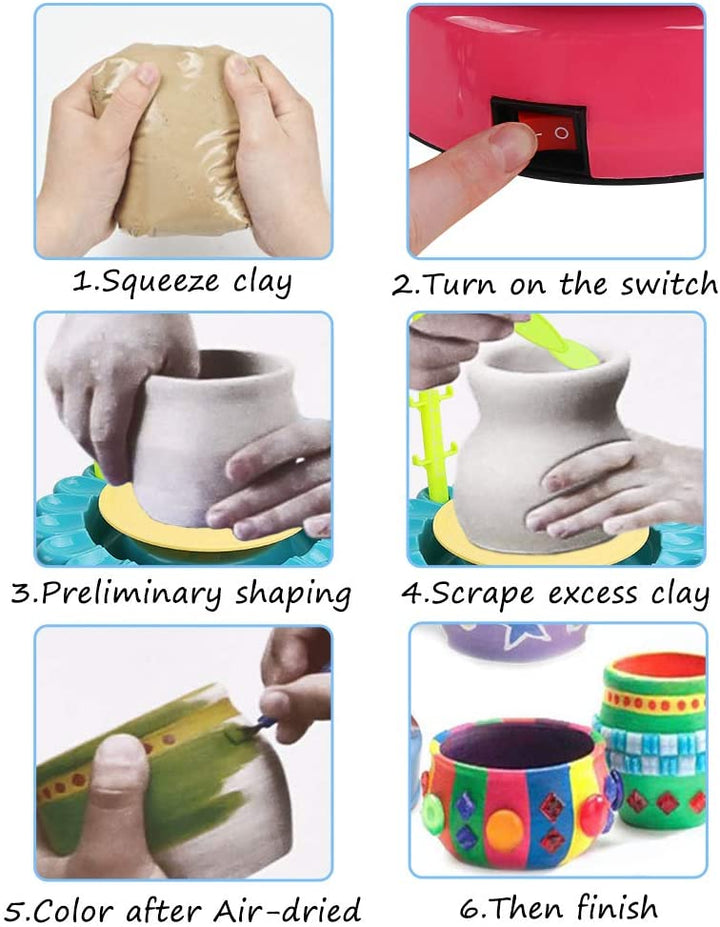 🎨 Rechargeable Sunflower Pottery Wheel Machine Clay Kit for Kids 🔋 waodeals