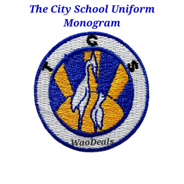 (TCS) The City School Uniform Monogram, Logo, High Quality Patch Embroidered Iron Base