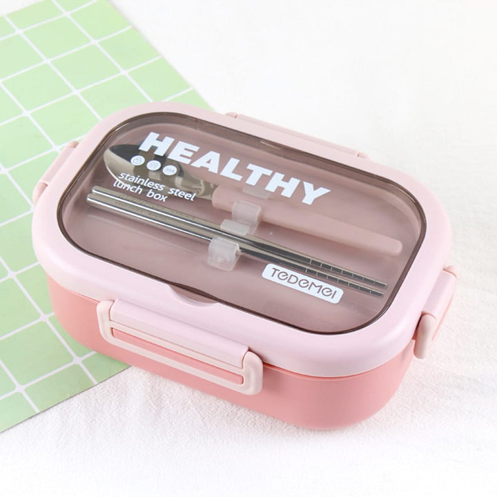 Tedemei Japanese Style Stainless Steel Lunch Box – 2-Compartment Insulated Bento with Spoon & Chopsticks | Leak-Proof, Microwave & Freezer Safe 🍱✨ waodeals