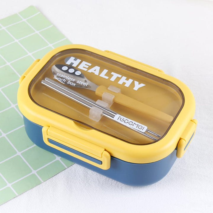 Tedemei Japanese Style Stainless Steel Lunch Box – 2-Compartment Insulated Bento with Spoon & Chopsticks | Leak-Proof, Microwave & Freezer Safe 🍱✨ waodeals