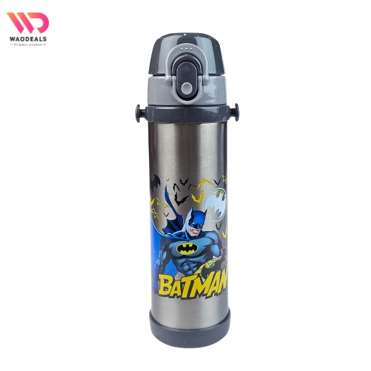 🦇 Disney Batman Kids Stainless Steel Water Bottle 500ML | Double Wall Vacuum Flask With Straw 🧃✨ waodeals