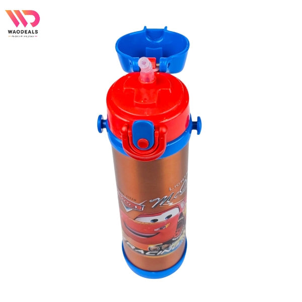 🚗 Disney Cars McQueen Kids Stainless Steel Water Bottle 500ML | Double Wall Vacuum Flask With Straw💥 waodeals