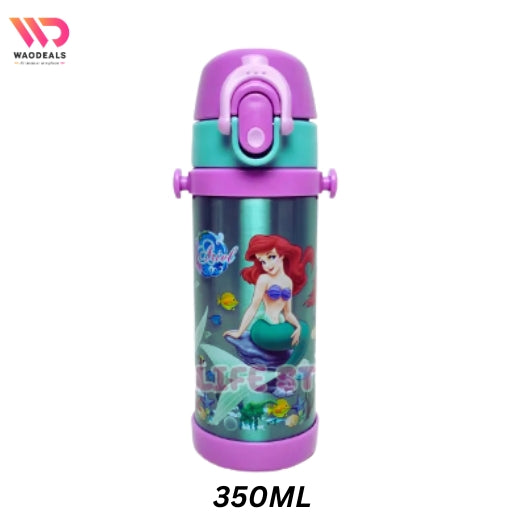 🧜‍♀️ Disney Girls Mermaid Cartoon Stainless Steel Water Bottle | 350ml Double Wall Insulated 🌊💧