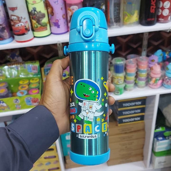 🦖🚀 Disney Kids Dino-Space Character Stainless Steel Water Bottle 500ML | Double Wall Vacuum Insulated Flask With Straw 🌟 waodeals