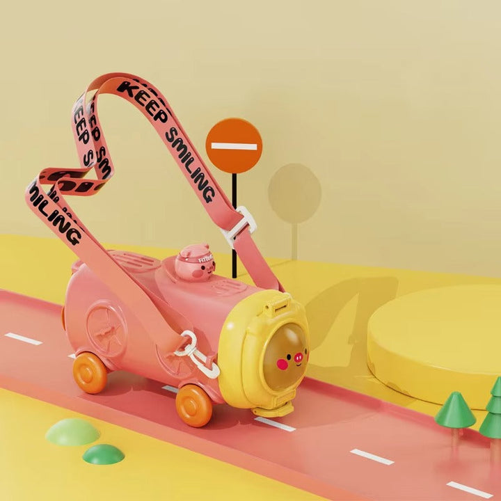 🚌💦 Kids School Bus Sipper Bottle – 500ML Water Bottle with Straw & Adjustable Strap 🎒✨ waodeals