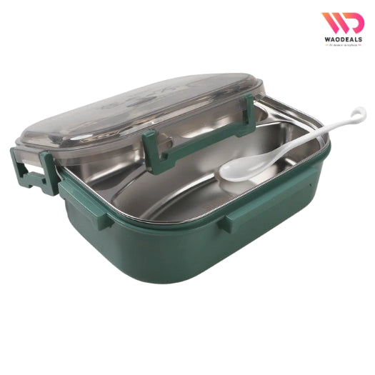 3-Compartment Stainless Steel Lunch Box Portable Bento Tiffin Box with Spoon waodeals