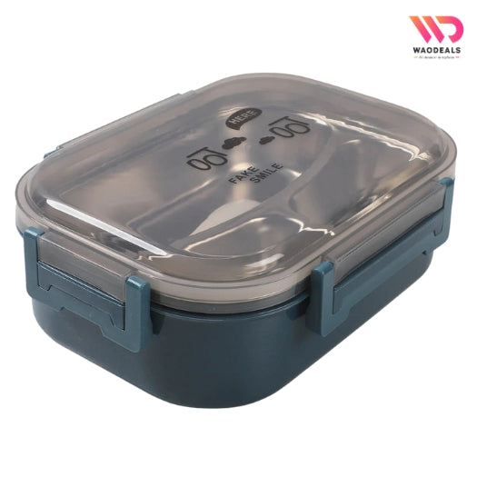 3-Compartment Stainless Steel Lunch Box Portable Bento Tiffin Box with Spoon waodeals