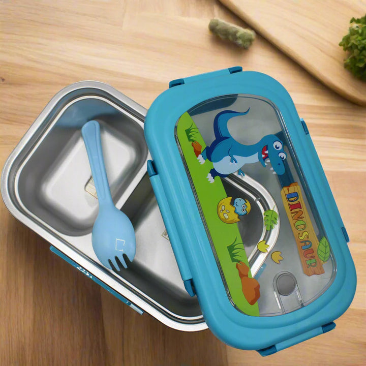 ✨ Kids Characters Lunch Box – 2-Compartment Stainless Steel Container with Spoon waodeals