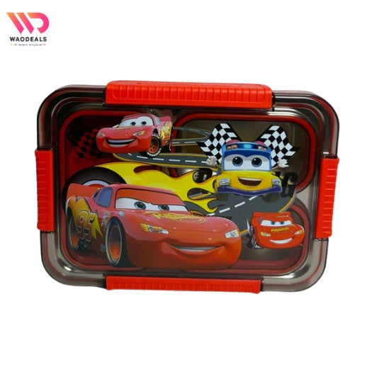 🍱✨ Kids Characters 3-Compartment Stainless Steel Bento Lunch Box with Spoon & Fork | Leak-Proof Cartoon Design 🦄🎒 waodeals