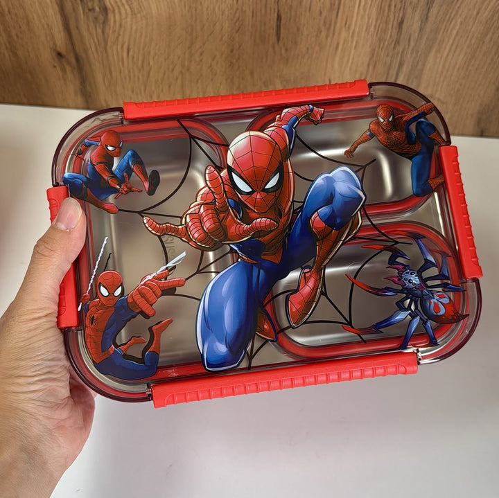 🍱✨ Kids Characters 3-Compartment Stainless Steel Bento Lunch Box with Spoon & Fork | Leak-Proof Cartoon Design 🦄🎒 waodeals