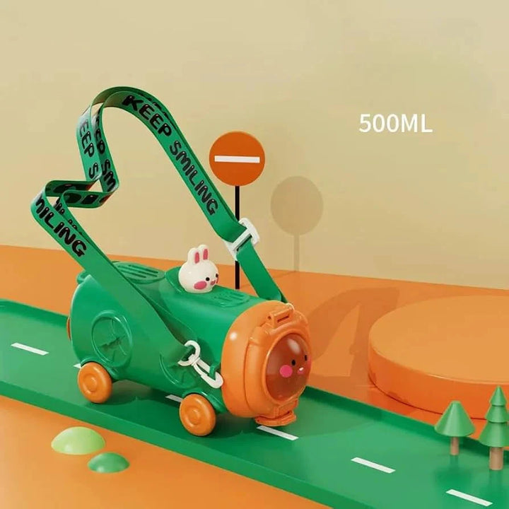 🚌💦 Kids School Bus Sipper Bottle – 500ML Water Bottle with Straw & Adjustable Strap 🎒✨ waodeals