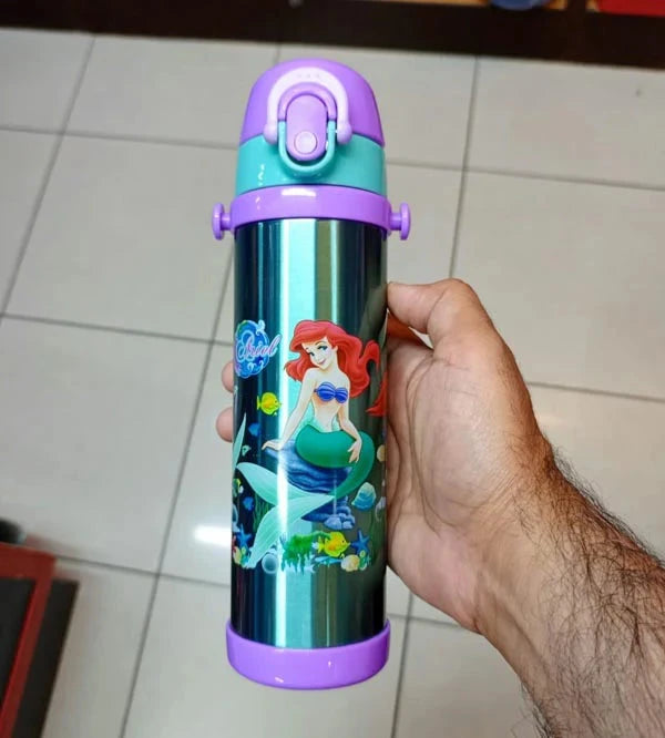 🧜‍♀️ Disney Girls Mermaid Cartoon Stainless Steel Water Bottle | 500ml Double Wall Insulated 🌊💧 waodeals