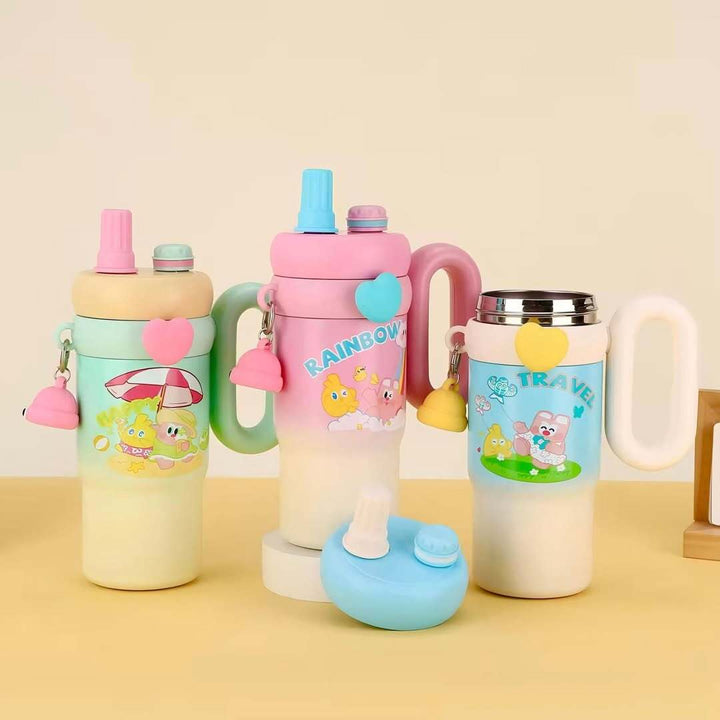 Rainbow Magic 850ml Stainless Steel Tumbler Cup – Cute Cartoon Sipper for Kids & Teens 🌈✅🎀 waodeals