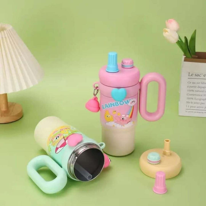 Rainbow Magic 850ml Stainless Steel Tumbler Cup – Cute Cartoon Sipper for Kids & Teens 🌈✅🎀 waodeals