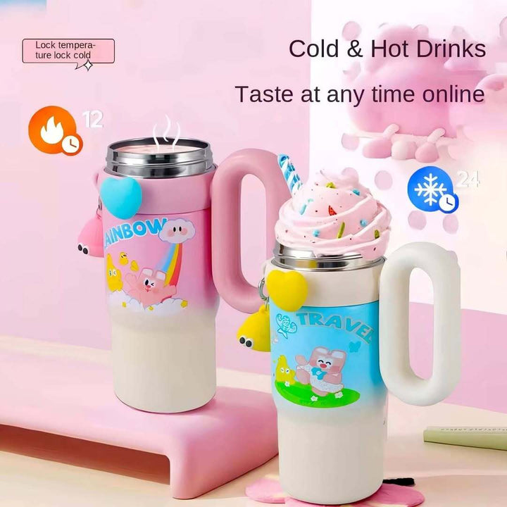 Rainbow Magic 850ml Stainless Steel Tumbler Cup – Cute Cartoon Sipper for Kids & Teens 🌈✅🎀 waodeals
