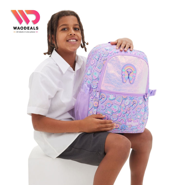 🦋 Original Smiggle 17 Inch Butterfly School Bag | Purple Girls Backpack | Smiggle Fun Fair Bagpack for Girls 🎒✨ waodeals