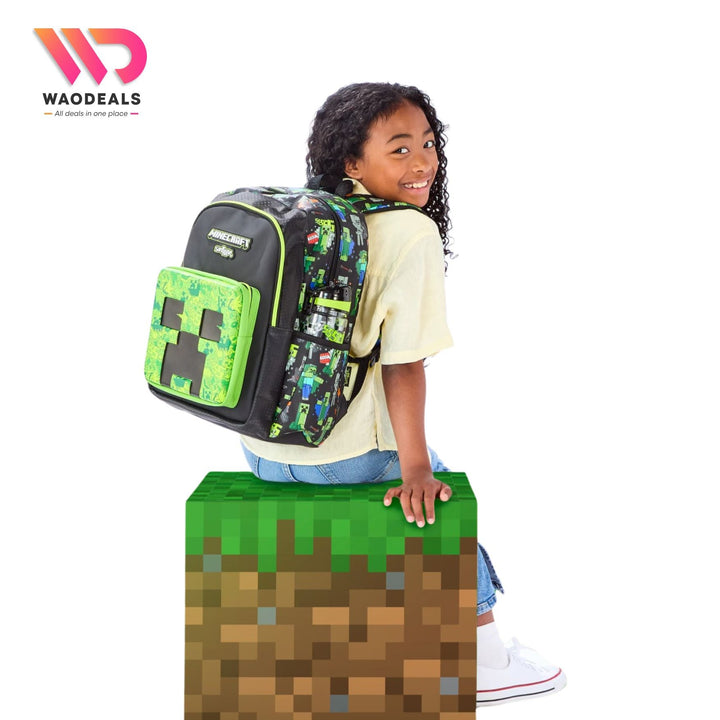 🎮 Original Smiggle 17 Inch Minecraft Classic Backpack For Boys Gaming School Bag🎒 waodeals