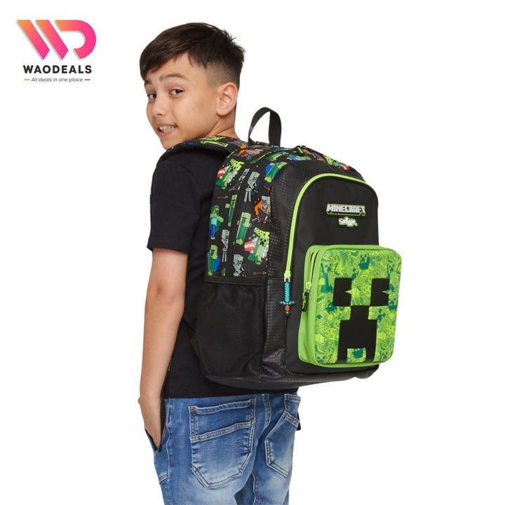 🎮 Original Smiggle 17 Inch Minecraft Classic Backpack For Boys Gaming School Bag🎒 waodeals