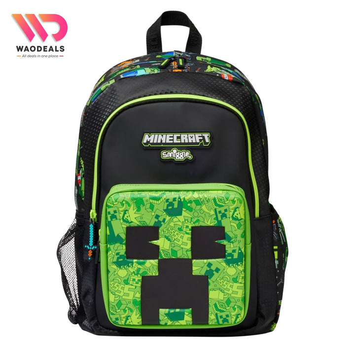 🎮 Original Smiggle 17 Inch Minecraft Classic Backpack For Boys Gaming School Bag🎒 waodeals