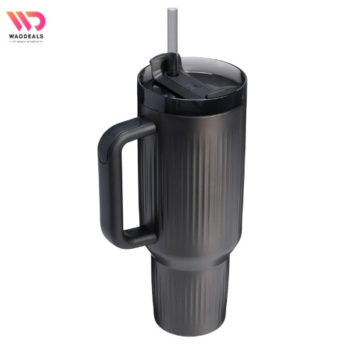 Stanley Quencher H2.0 Tumbler with Handle and Straw 40 oz | Flowstate 3-Position Lid | Cup Holder Compatible for Travel | Fluted Black waodeals