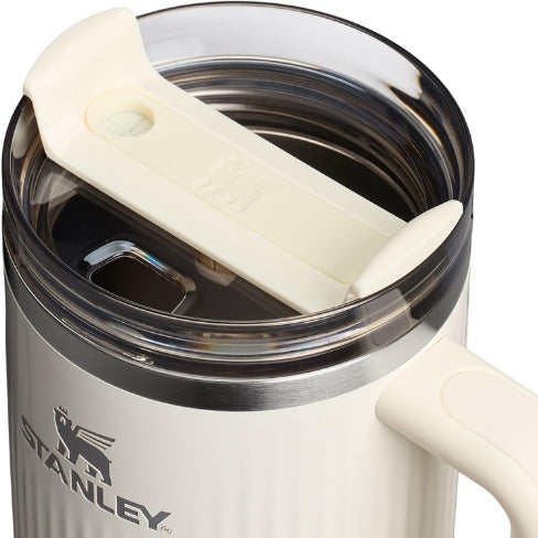Stanley Quencher H2.0 Tumbler with Handle and Straw 40 oz | Flowstate 3-Position Lid | Cup Holder Compatible for Travel | Fluted Cream Gloss waodeals