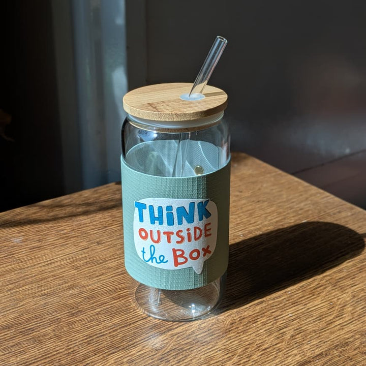 🥤 Tall Glass In All Its Glory 450ml Can Glass with Lid & Straw Leather Sleeve Cup💖✨ waodeals