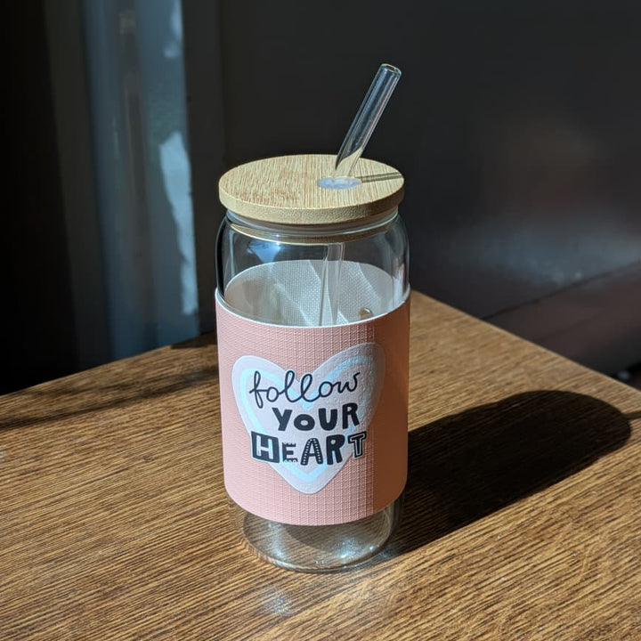 🥤 Tall Glass In All Its Glory 450ml Can Glass with Lid & Straw Leather Sleeve Cup💖✨ waodeals