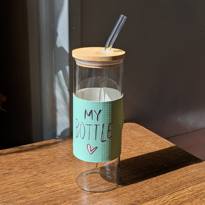 🥤 500ml Tall Can Glass with Lid & Straw – Leather Sleeve Design | Premium Aesthetic Drinkware ✨ waodeals