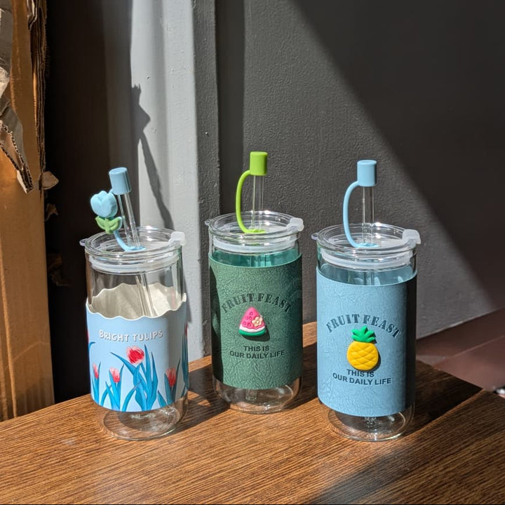 🥤✨ Premium 450ml Can Glass with Leather Sleeve – Stylish, Durable ✨ waodeals