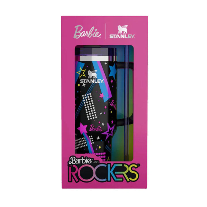 🎸 Stanley x Barbie Quencher 40oz – 80s Rockers Edition | Retro Travel Tumbler with Straw & Lid 💖🌈 waodeals