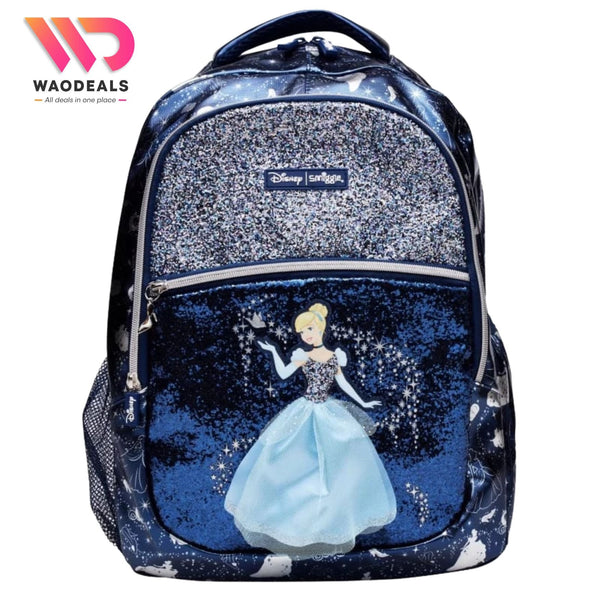 ✨ Original Smiggle Disney Princess Cinderella 17-Inch School Bag | Kids Travel Backpack | Girls Cartoon Backpack | Water-Resistant | Spacious Compartments 🎀👑 waodeals