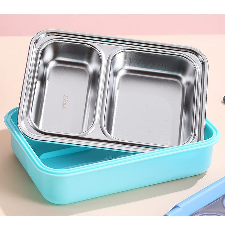 Smile Stainless Steel Bento Lunch Box | 2-Compartment Leakproof Tiffin | BPA-Free & Durable Food Container 🥗✨ waodeals