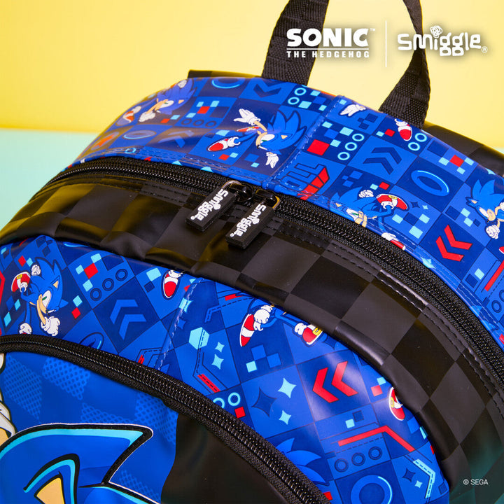 ✨ Original Smiggle 17-Inch Sonic Senior Kids School Backpack Boys Cartoon School Bag waodeals