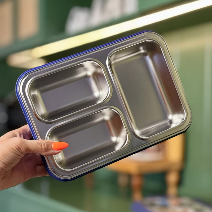 🍱✨ Surprise Box – 3 Compartment Stainless Steel Bento Lunch Box for Kids with Fork & Spoon Leak-Proof, Cute Unicorn & Castle Design 🦄 waodeals