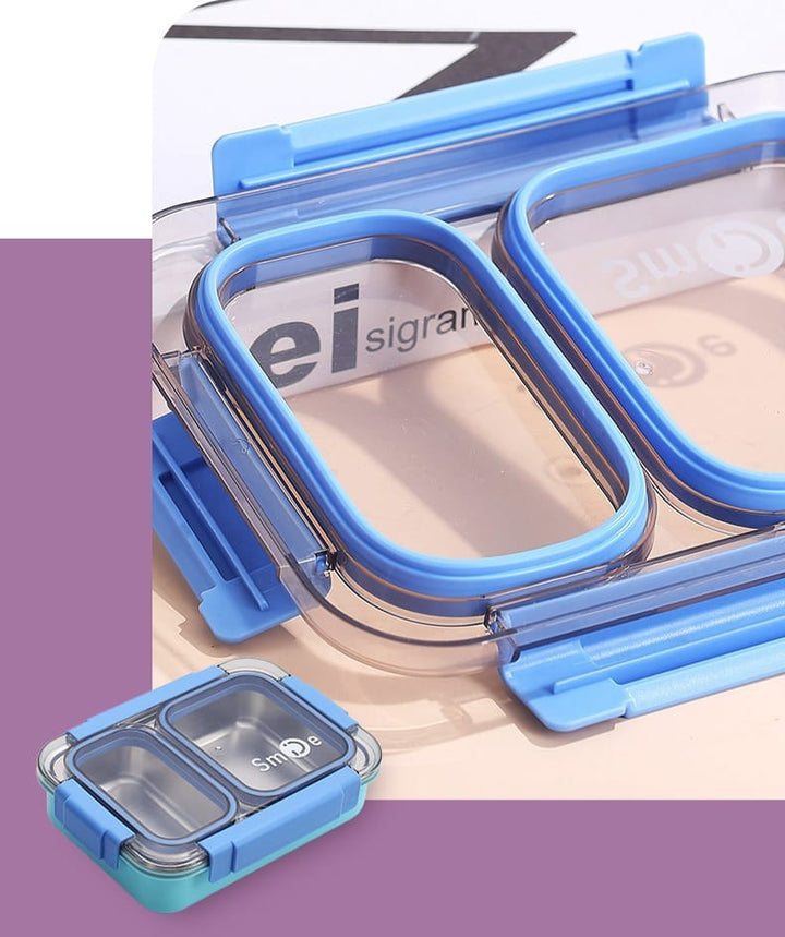 Smile Stainless Steel Bento Lunch Box | 2-Compartment Leakproof Tiffin | BPA-Free & Durable Food Container 🥗✨ waodeals
