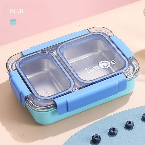 Smile Stainless Steel Bento Lunch Box | 2-Compartment Leakproof Tiffin | BPA-Free & Durable Food Container 🥗✨ waodeals