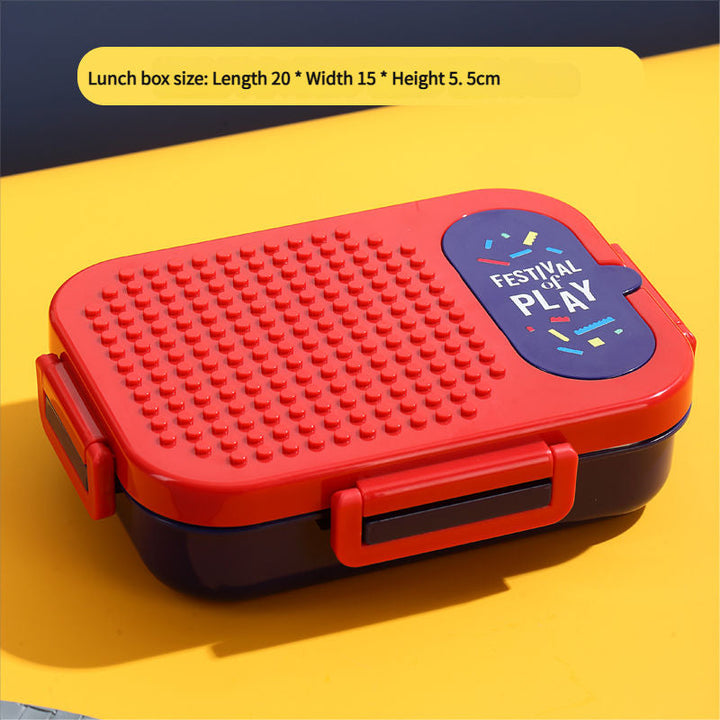 Stainless Steel Bricks Toys Bento Lunch Box – 2 Compartments, Portable Kids School Lunch Container with Spoon 🍱✨ waodeals