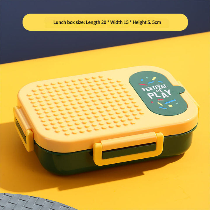 Stainless Steel Bricks Toys Bento Lunch Box – 2 Compartments, Portable Kids School Lunch Container with Spoon 🍱✨ waodeals