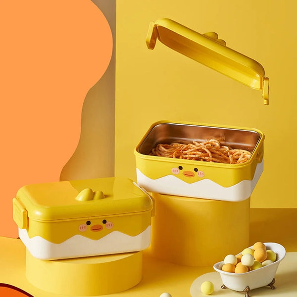 🐤 Stainless Steel Duck Thermal Bento Lunch Box 1000ml – Insulated Food Container for Kids🍱✨ waodeals