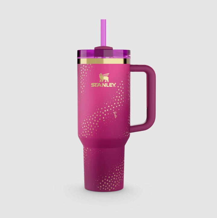 Stanley x Barbie 70s Superstar Quencher 40oz – Retro Pink Tumbler with Straw Lid