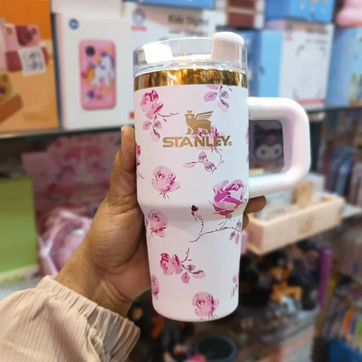 Stanley X LoveShackFancy 14oz Cute Quencher Tumbler – Floral Holiday Edition | BPA-Free | Vacuum Insulated waodeals
