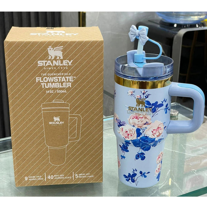 Stanley X LoveShackFancy 14oz Cute Quencher Tumbler – Floral Holiday Edition | BPA-Free | Vacuum Insulated waodeals