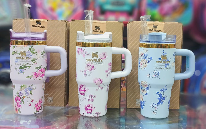 Stanley X LoveShackFancy 14oz Cute Quencher Tumbler – Floral Holiday Edition | BPA-Free | Vacuum Insulated waodeals