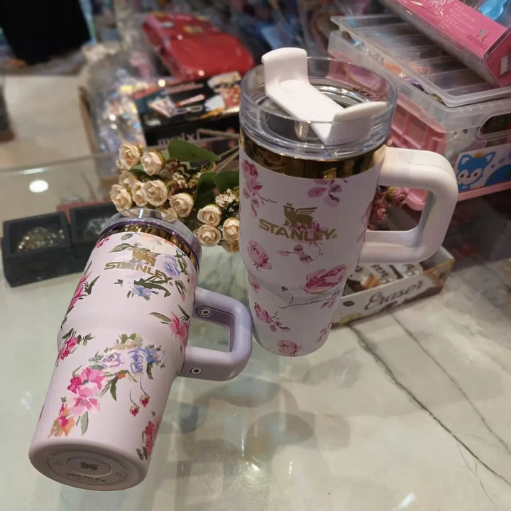 Stanley X LoveShackFancy 14oz Cute Quencher Tumbler – Floral Holiday Edition | BPA-Free | Vacuum Insulated waodeals