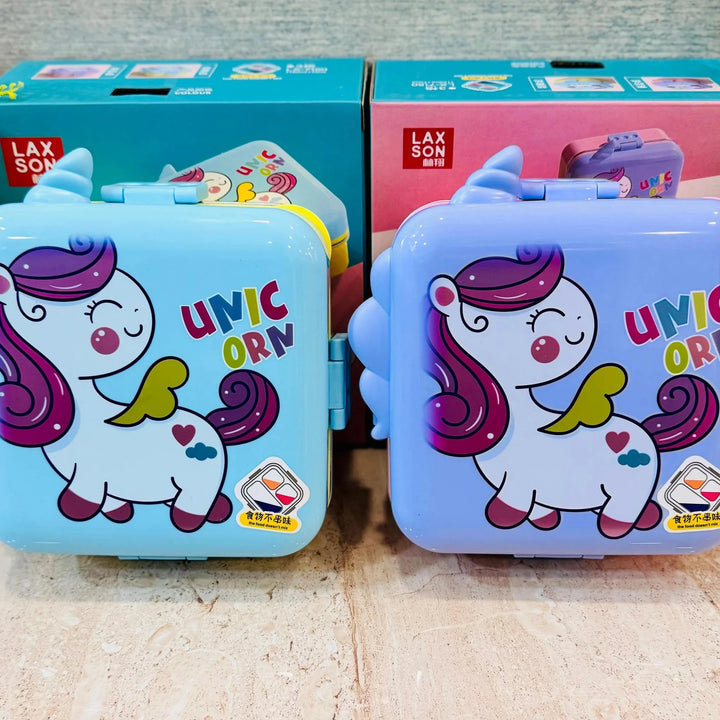 🍱 Unicorn Insulated Stainless Steel Lunch Box 3 Compartments – Double-Layer Bento Box with Steel Spoon & Small Container 🦄✨ waodeals