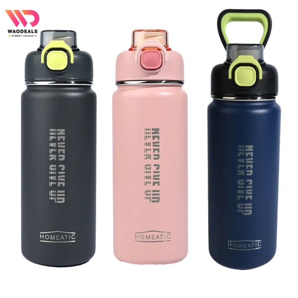 Homeatic Stainless Steel Water Bottle 750ml Vacuum Insulated Sports Flask Metal Bottle waodeals