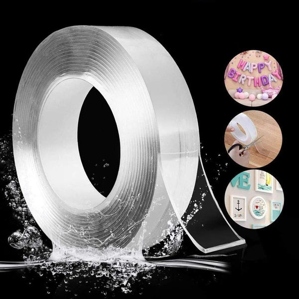 1Pcs Nano Double Sided 5 Meter Tape Heavy Duty - Multipurpose Removable Traceless Mounting Adhesive Tape for Walls?Washable Reusable Strong Sticky Strips Gel Grip Tape- (5 meter)