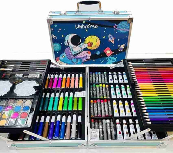 Space Colouring Kit - 145pcs Astronaut Art Set in Aluminum Case for Kids